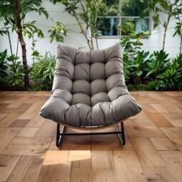 Kelvenix Outdoor Rocking Chair with Cushion Seat - Single Rocking Chair in Grey - Size: 0.6m2 - thumbnail 3