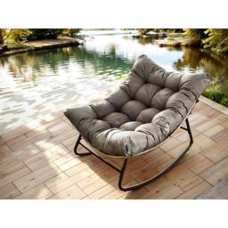 Kelvenix Outdoor Rocking Chair with Cushion Seat - Single Rocking Chair in Grey - Size: 0.6m2 - thumbnail 6