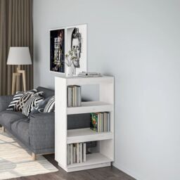 Berkfield Home Book Cabinet/Room Divider White 60x35x103 cm Solid Wood Pine - Size: 60 x 35 x 103 cm - thumbnail 1