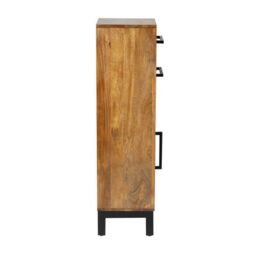 Jaipur Furniture Ltd Parquet 1 Door 2 Drawer Cabinet - Mango Wood/Iron - L30 x W30 x H110 cm - PP Finish in Brown - thumbnail 3