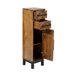 Jaipur Furniture Ltd Parquet 1 Door 2 Drawer Cabinet - Mango Wood/Iron - L30 x W30 x H110 cm - PP Finish in Brown - thumbnail 4