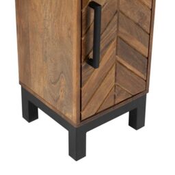 Jaipur Furniture Ltd Parquet 1 Door 2 Drawer Cabinet - Mango Wood/Iron - L30 x W30 x H110 cm - PP Finish in Brown - thumbnail 5