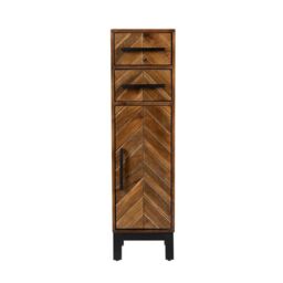 Jaipur Furniture Ltd Parquet 1 Door 2 Drawer Cabinet - Mango Wood/Iron - L30 x W30 x H110 cm - PP Finish in Brown - thumbnail 2