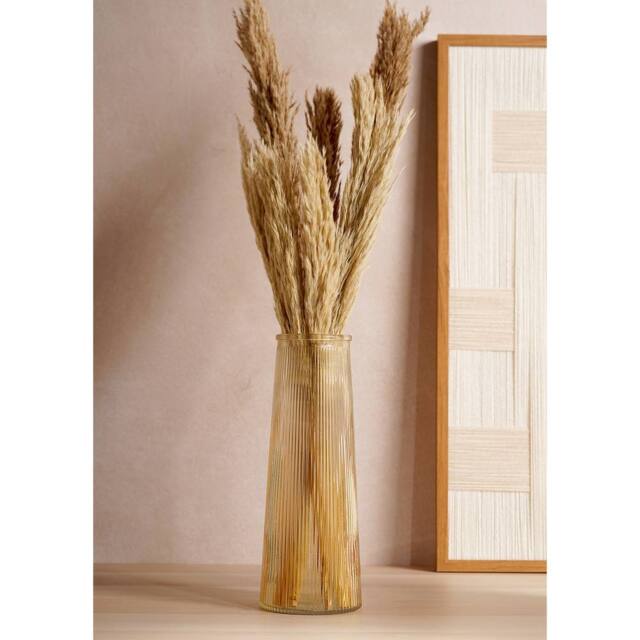 Hestia Tapered Ribbed Glass Vase - Amber - image 1