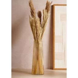 Hestia Tapered Ribbed Glass Vase - Amber - thumbnail 1