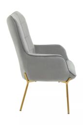 Orsina High Back Velvet Armchair with Gold Legs, Versatile & Durable Armchair, Easy to Maintain Bucket Chair in Grey - thumbnail 3