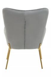 Orsina High Back Velvet Armchair with Gold Legs, Versatile & Durable Armchair, Easy to Maintain Bucket Chair in Grey - thumbnail 4