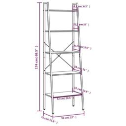Berkfield Home 5-Tier Standing Shelf Light Brown & Black 56x35x174 cm - Size: 56 x 35 x 174 cm - thumbnail 8