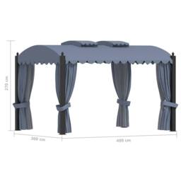 Berkfield Home Gazebo with Curtains 3x4 m Anthracite Steel in Dark Grey - thumbnail 8