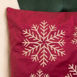 Samuel Alexander 44cm Burgundy & Gold Snowflake Soft Christmas Cushion - thumbnail 3