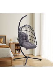 Living and Home 110 X 48cm Outdoor Waterproof Tufted Swing Seat Cushion Garden Chair Cushion in Dark Grey - Size: 110 X 48 cm - thumbnail 2