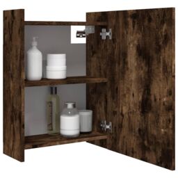 Berkfield Home Bathroom Mirror Cabinet Smoked Oak 62.5x20.5x64cm Engineered Wood in Brown - Size: 62.5x20.5x64 cm - thumbnail 5