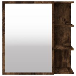 Berkfield Home Bathroom Mirror Cabinet Smoked Oak 62.5x20.5x64cm Engineered Wood in Brown - Size: 62.5x20.5x64 cm - thumbnail 6