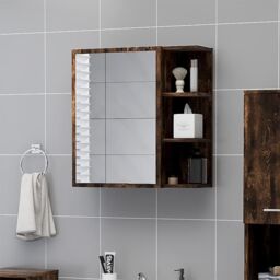 Berkfield Home Bathroom Mirror Cabinet Smoked Oak 62.5x20.5x64cm Engineered Wood in Brown - Size: 62.5x20.5x64 cm