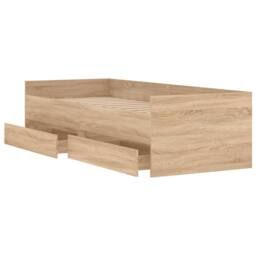 Berkfield Home Bed Frame Frame with Headboard Smoked Oak 75x190 cm Small Single in Light Brown - thumbnail 5