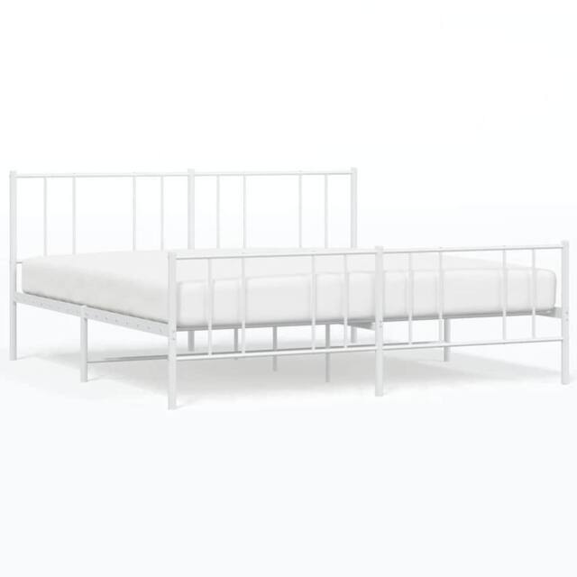 Berkfield Home Metal Bed Frame with Headboard & Footboard White 193x203 cm - image 1