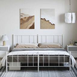 Berkfield Home Metal Bed Frame with Headboard & Footboard White 193x203 cm - thumbnail 3