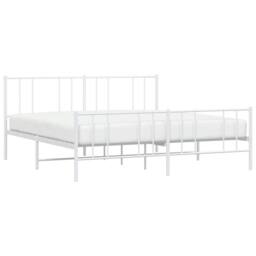 Berkfield Home Metal Bed Frame with Headboard & Footboard White 193x203 cm - thumbnail 5