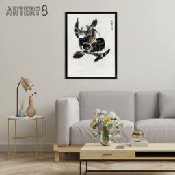 "Artery8 Jungle Nightjar Bird Fight Japanese Framed Canvas Wall Art Print Kashu - Size: W12"" x H16""" - thumbnail 3