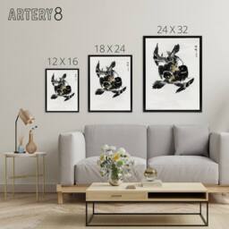 "Artery8 Jungle Nightjar Bird Fight Japanese Framed Canvas Wall Art Print Kashu - Size: W12"" x H16""" - thumbnail 4