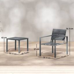 OUTSUNNY 3 Pieces Garden Bistro Set for 2, Outdoor Bistro Table & Chairs in Dark Grey - thumbnail 3