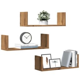 Berkfield Home Wall Shelves 3 pcs Artisian Oak 58x18x18 cm Engineered Wood in Brown - Size: 58 x 18 x 18 cm - thumbnail 1