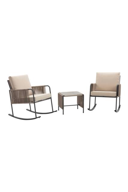 Teamson Home Outdoor Garden Table & Rocking Chair Furniture Set, Beige - image 1