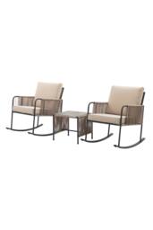 Teamson Home Outdoor Garden Table & Rocking Chair Furniture Set, Beige - thumbnail 6