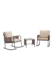 Teamson Home Outdoor Garden Table & Rocking Chair Furniture Set, Beige - thumbnail 1