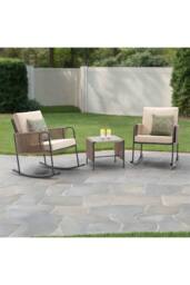 Teamson Home Outdoor Garden Table & Rocking Chair Furniture Set, Beige - thumbnail 2