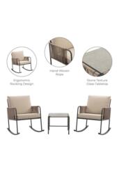 Teamson Home Outdoor Garden Table & Rocking Chair Furniture Set, Beige - thumbnail 5