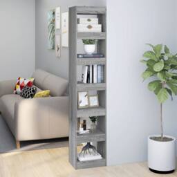 Berkfield Home Book Cabinet/Room Divider Grey Sonoma 40x30x198 cm - Size: 40 x 30 x 198 cm - thumbnail 2