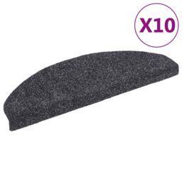 Berkfield Home Self-adhesive Stair Mats 10 pcs Dark Grey 65x21x4 cm Needle Punch - Size: Medium - thumbnail 2