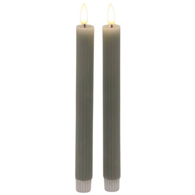 Hill Interiors Luxe Collection Ribbed Taper Candle in Grey - image 1