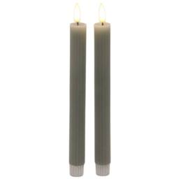 Hill Interiors Luxe Collection Ribbed Taper Candle in Grey - thumbnail 1