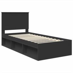 Berkfield Home Bed Frame with Headboard Black 90 x 200 cm Solid Pine Wood - thumbnail 4