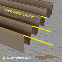 Matteo Retractable Pergola Roof Sun Shade Cover - Coffee, 2.85 x 2m in Brown - thumbnail 6