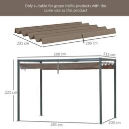 Matteo Retractable Pergola Roof Sun Shade Cover - Coffee, 2.85 x 2m in Brown - thumbnail 3