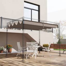 Matteo Retractable Pergola Roof Sun Shade Cover - Coffee, 2.85 x 2m in Brown - thumbnail 2