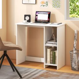 Costway Small Computer Desk Home Office Desk Modern Study Writing Desk in White - thumbnail 4
