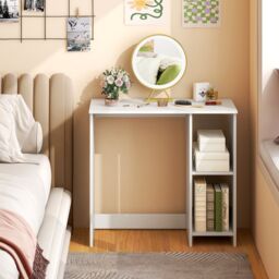 Costway Small Computer Desk Home Office Desk Modern Study Writing Desk in White - thumbnail 3