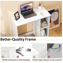 Costway Small Computer Desk Home Office Desk Modern Study Writing Desk in White - thumbnail 5
