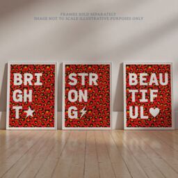Artery8 Wall Art Print Pack of 3 A4 Beautiful Strong Bright Typography on Red & Orange Leopard Pattern Motivational Living Room s Set - thumbnail 6