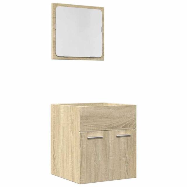 Berkfield Home 2 Piece Bathroom Furniture Set Sonoma Oak Engineered Wood in Light Tan - image 1