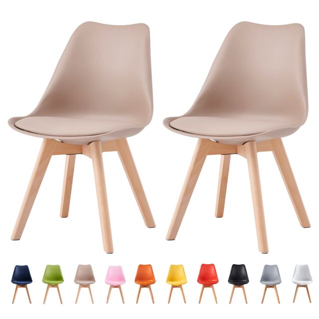 MCC Direct Set of 2 Dining Chairs with wooden Legs & Padded Cushion Eva in Brown - image 1