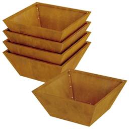 Berkfield Home Modern Garden Bowl Planters 5 pcs 40x40x15 cm Weathering Steel - Size: 40 x 40 x 15 cm - thumbnail 3