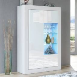 Creative Furniture Arcadia Display Cabinet 140cm - White with Gloss Doors