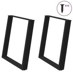 Berkfield Home Modern vidXL Dining Table Legs U-Shaped 2 pcs Black 70x(72-73) cm - thumbnail 2