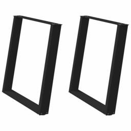 Berkfield Home Modern vidXL Dining Table Legs U-Shaped 2 pcs Black 70x(72-73) cm - thumbnail 3