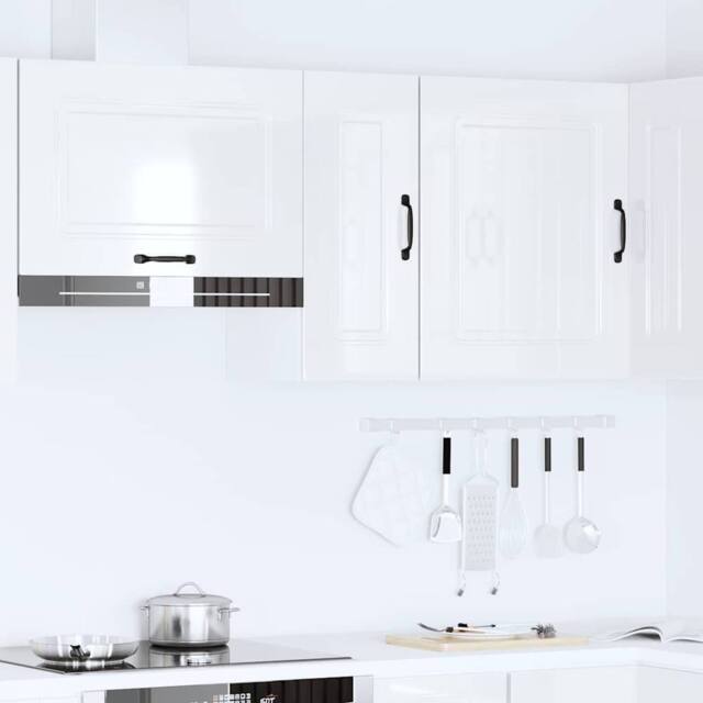 Berkfield Home Kitchen Wall Cabinet Kalmar High Gloss White Engineered Wood - image 1